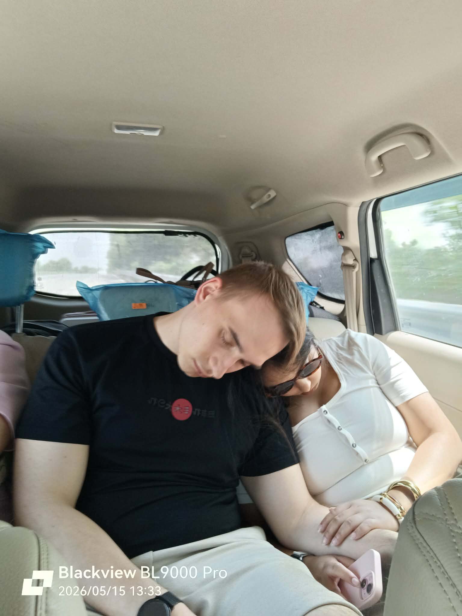 Peaceful moment together in the car